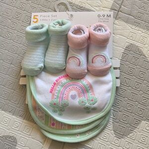 Rainbow Baby Bib and Sock Set